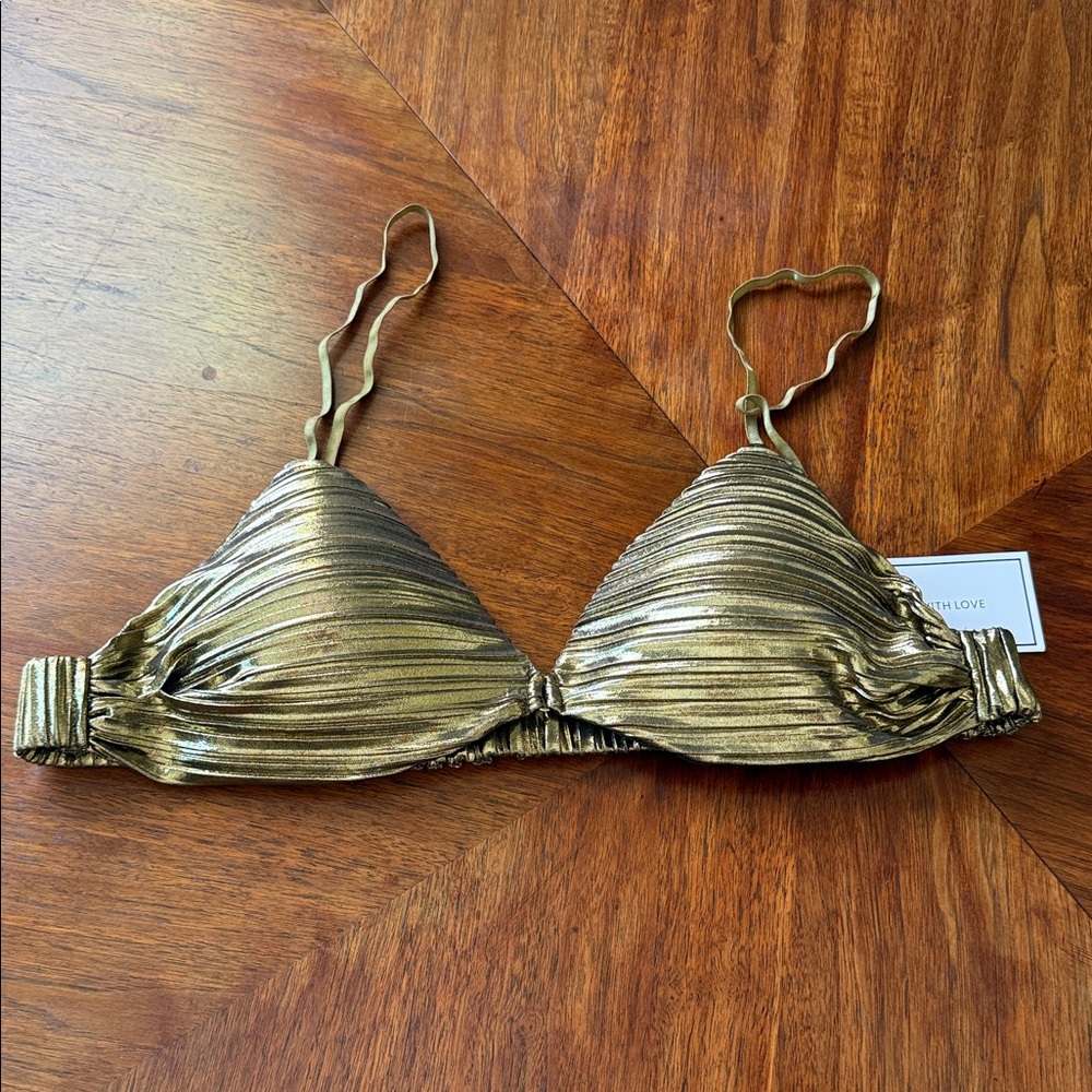 Metallic Gold Bikini Top by Melrose with Love - NWT